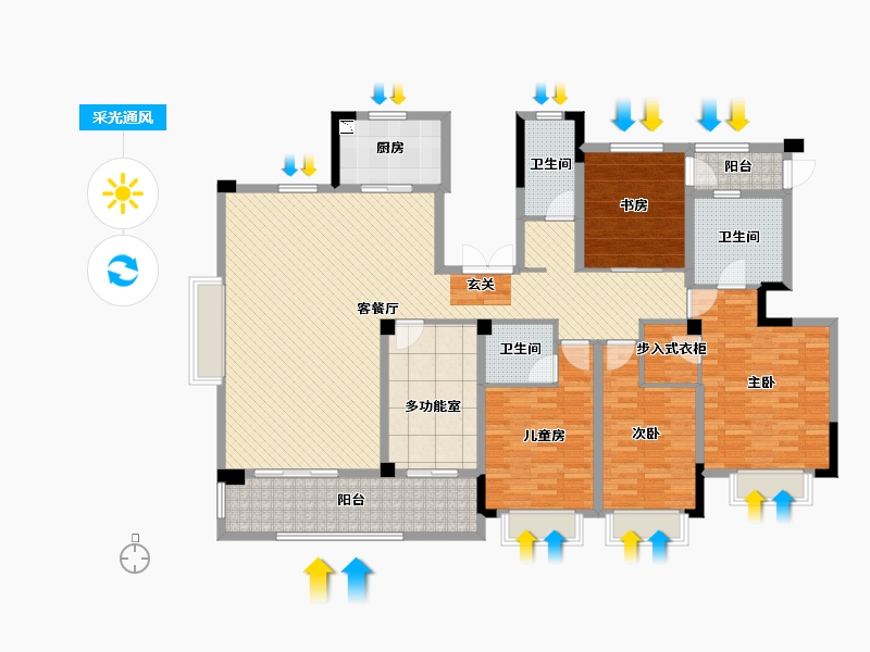 浙江省-宁波市-雅戈尔新明洲-166.00-户型库-采光通风