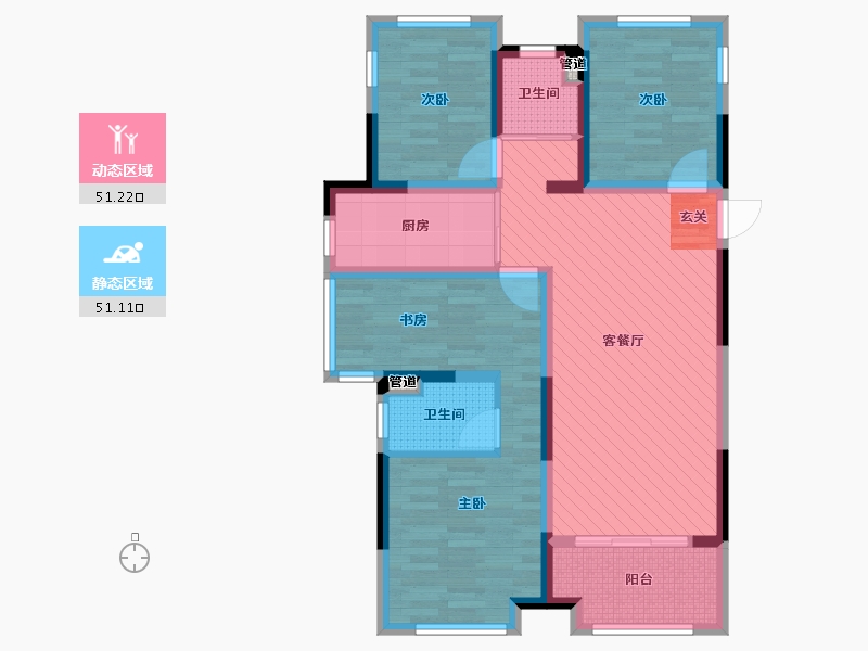 浙江省-杭州市-融创东南海-89.20-户型库-动静分区