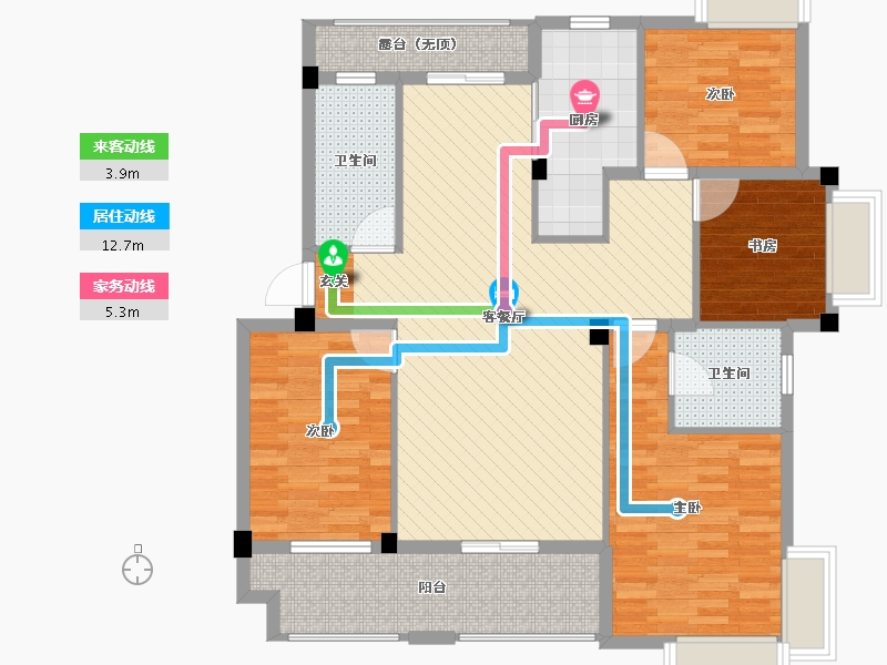 浙江省-杭州市-普罗旺斯-113.56-户型库-动静线