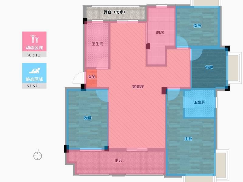 浙江省-杭州市-普罗旺斯-113.56-户型库-动静分区