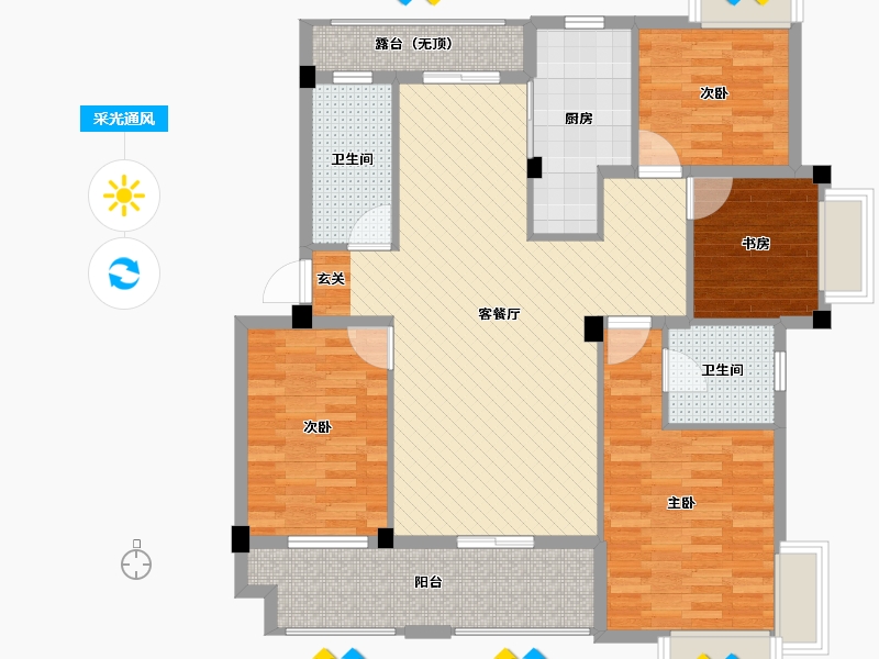 浙江省-杭州市-普罗旺斯-113.56-户型库-采光通风