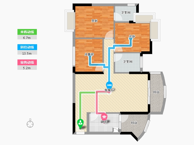 贵州省-六盘水市-中屹悦园花岸-95.71-户型库-动静线