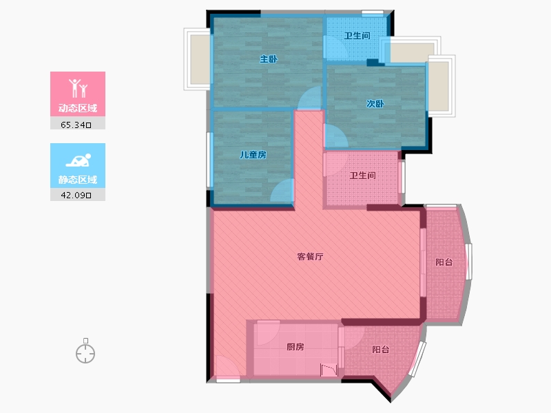 贵州省-六盘水市-中屹悦园花岸-95.71-户型库-动静分区