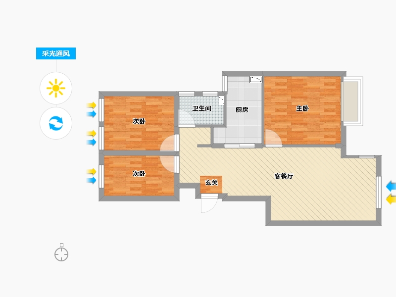 浙江省-嘉兴市-绿地美郡-70.71-户型库-采光通风