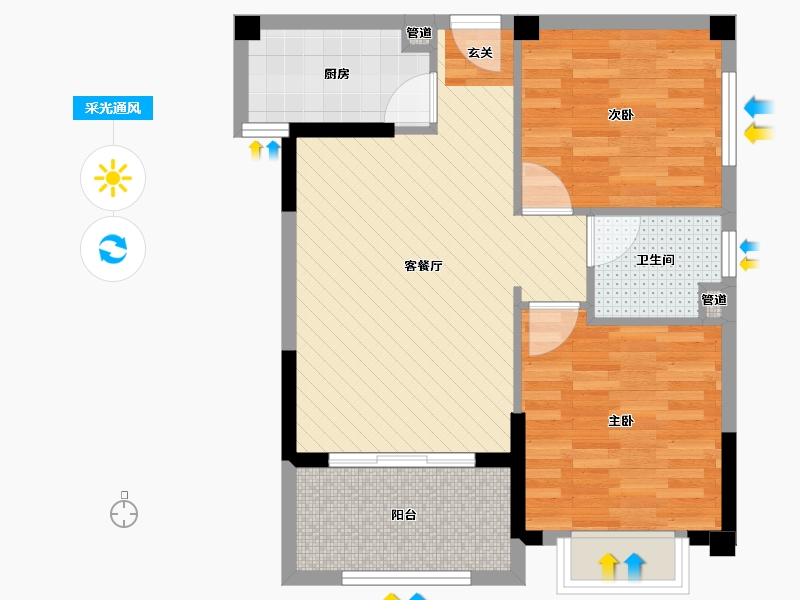 湖北省-随州市-荣御中央-62.40-户型库-采光通风