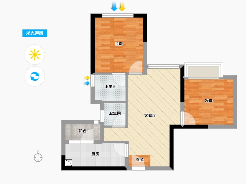 四川省-成都市-成华奥园广场-54.97-户型库-采光通风