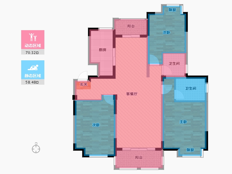 安徽省-滁州市-徽盐曲阳新天地-113.25-户型库-动静分区