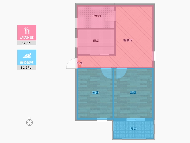 上海-上海市-玉龙大厦-57.23-户型库-动静分区