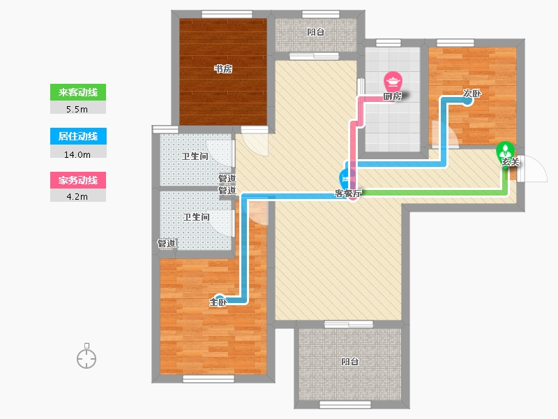 山西省-晋城市-龙度华府-91.64-户型库-动静线