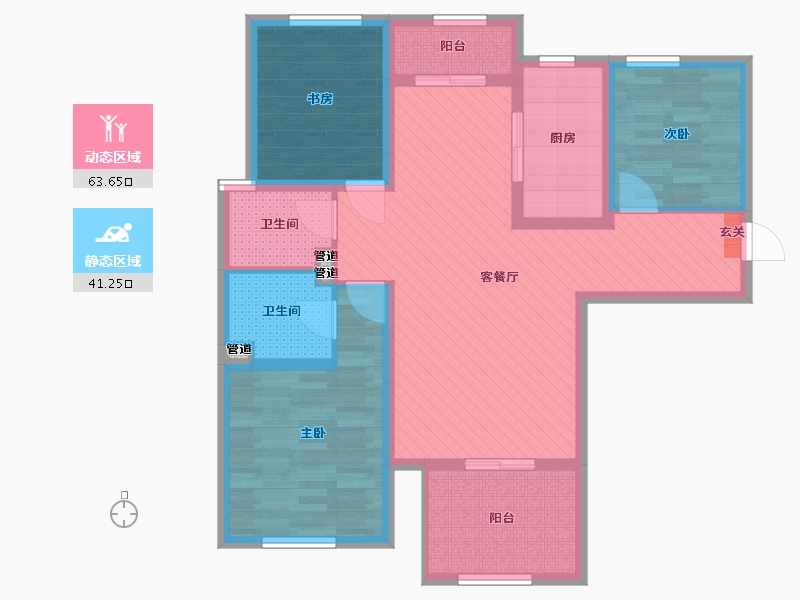 山西省-晋城市-龙度华府-91.64-户型库-动静分区