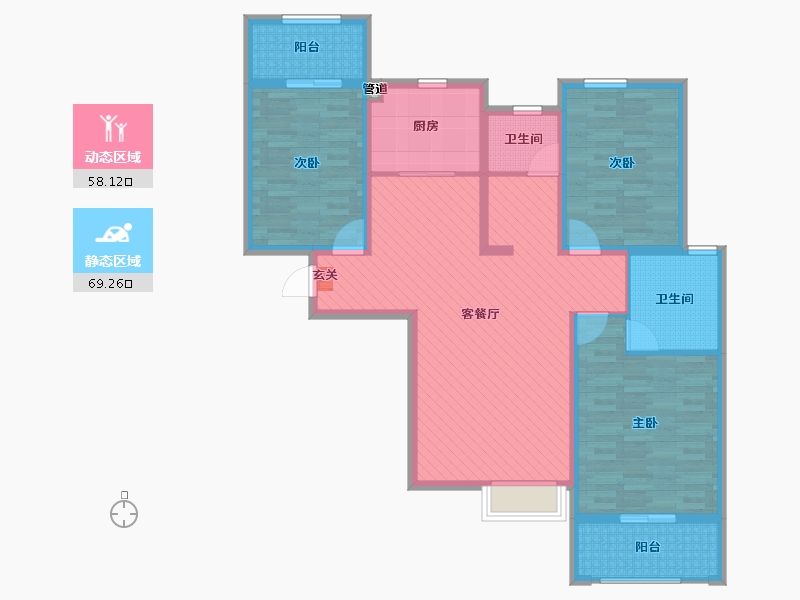 河南省-郑州市-怡馨佳苑西院-112.58-户型库-动静分区