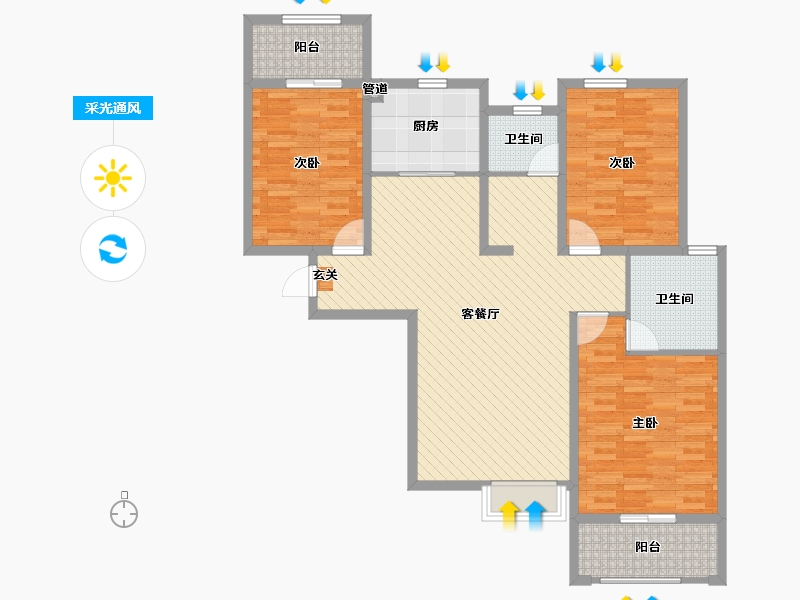 河南省-郑州市-怡馨佳苑西院-112.58-户型库-采光通风