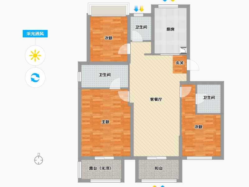 浙江省-金华市-保集湖海塘庄园-110.73-户型库-采光通风