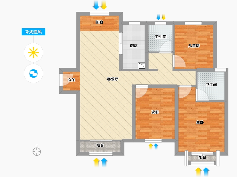 河北省-保定市-理想尔湾-82.54-户型库-采光通风