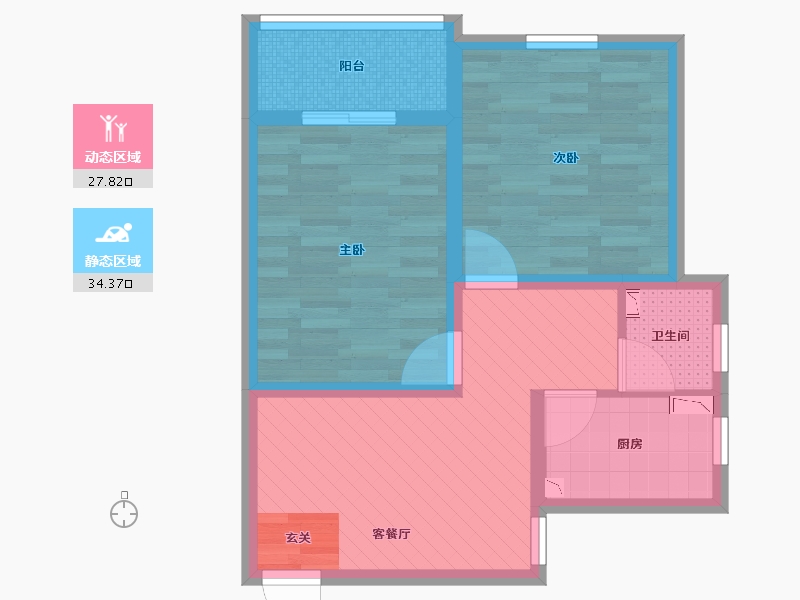 上海-上海市-金桥新村四街坊-53.61-户型库-动静分区