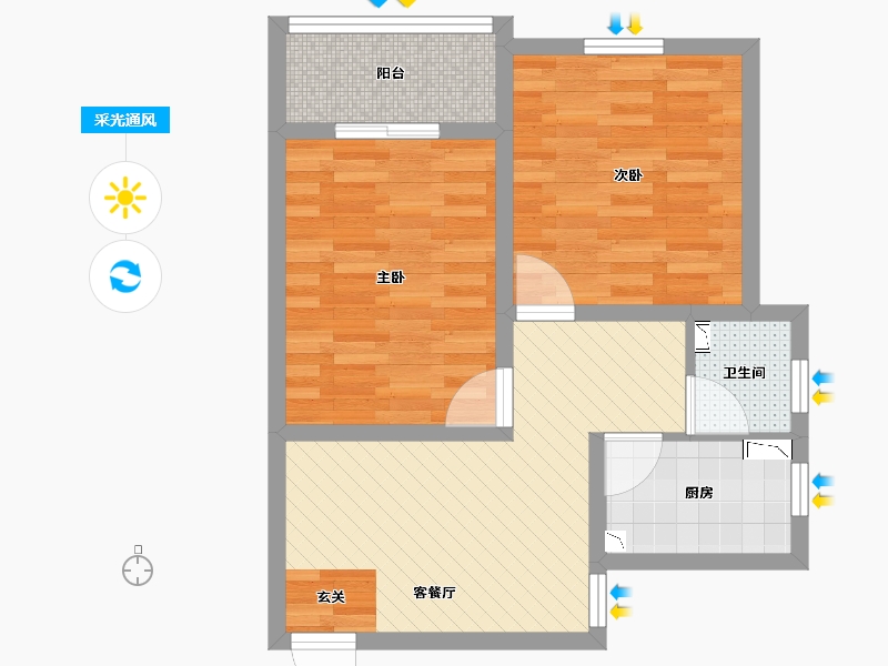 上海-上海市-金桥新村四街坊-53.61-户型库-采光通风