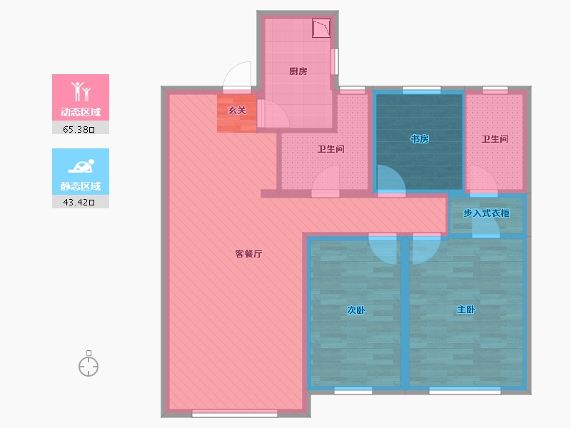 天津-天津市-仁恒滨河湾-95.88-户型库-动静分区