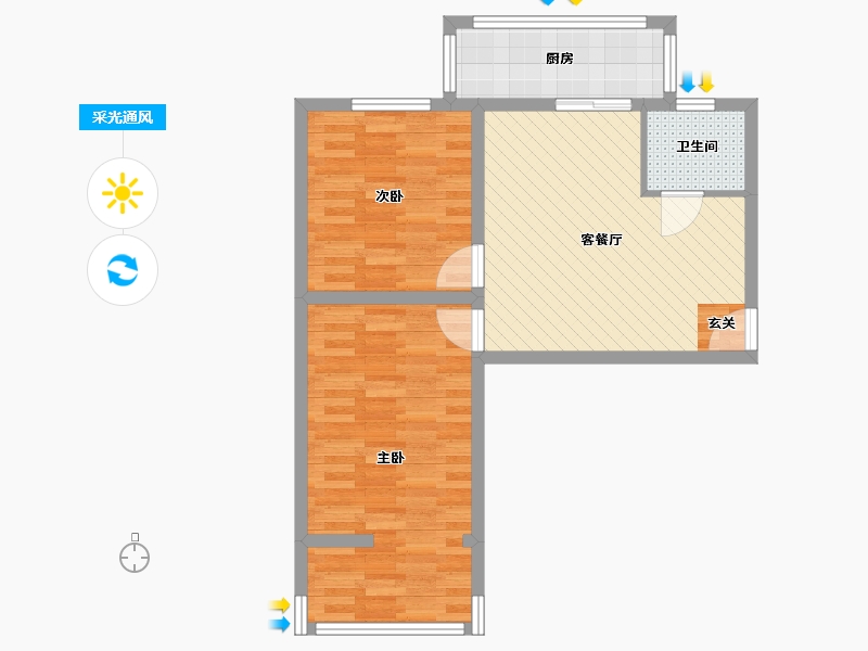 河北省-石家庄市-经编小区-64.30-户型库-采光通风