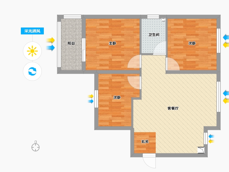 江西省-南昌市-利民佳苑-67.57-户型库-采光通风