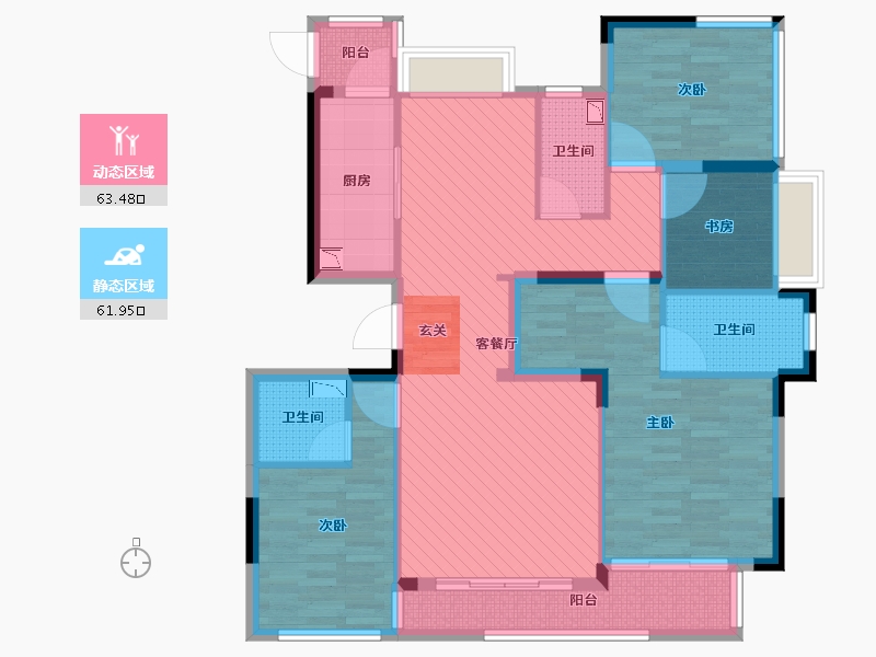 浙江省-杭州市-璞丽东方-110.00-户型库-动静分区