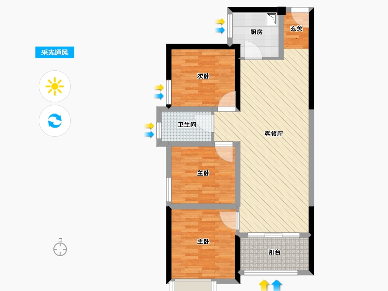 福建省-泉州市-龙湖紫晋城-73.98-户型库-采光通风