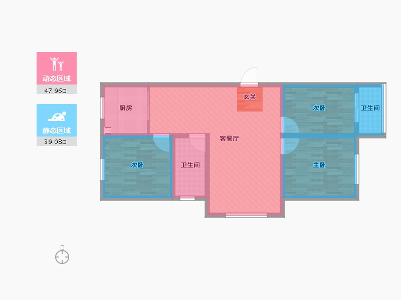 河北省-唐山市-鸿福北区-76.00-户型库-动静分区