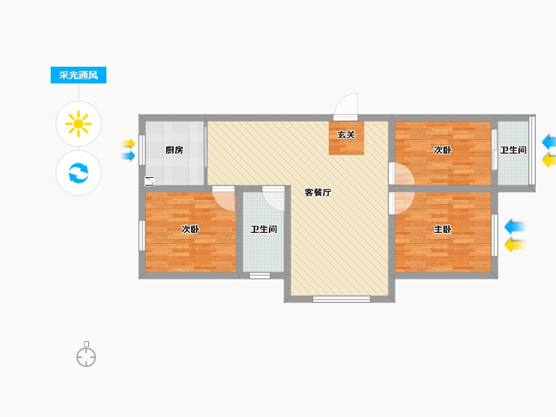 河北省-唐山市-鸿福北区-76.00-户型库-采光通风