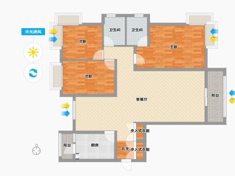 广东省-深圳市-益田村-115.01-户型库-采光通风