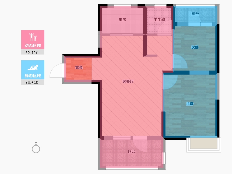 湖北省-武汉市-新城璟汇-70.40-户型库-动静分区