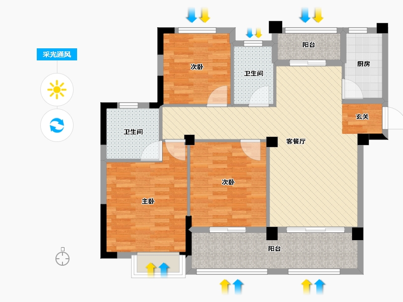 湖北省-天门市-中央公园-92.51-户型库-采光通风