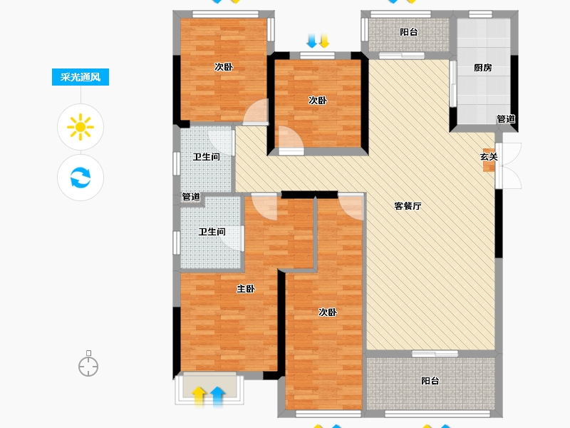 安徽省-合肥市-融侨观澜-120.00-户型库-采光通风