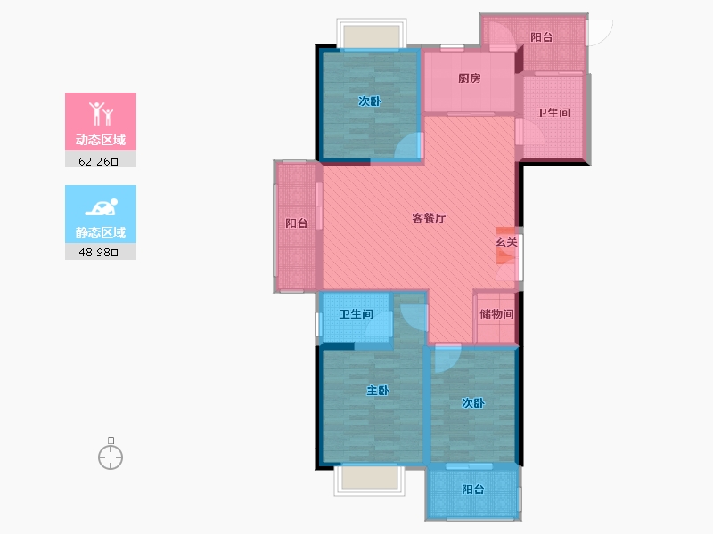 安徽省-宿州市-梨花一号-97.79-户型库-动静分区