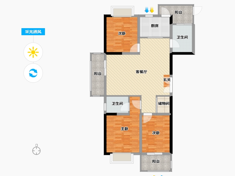 安徽省-宿州市-梨花一号-97.79-户型库-采光通风