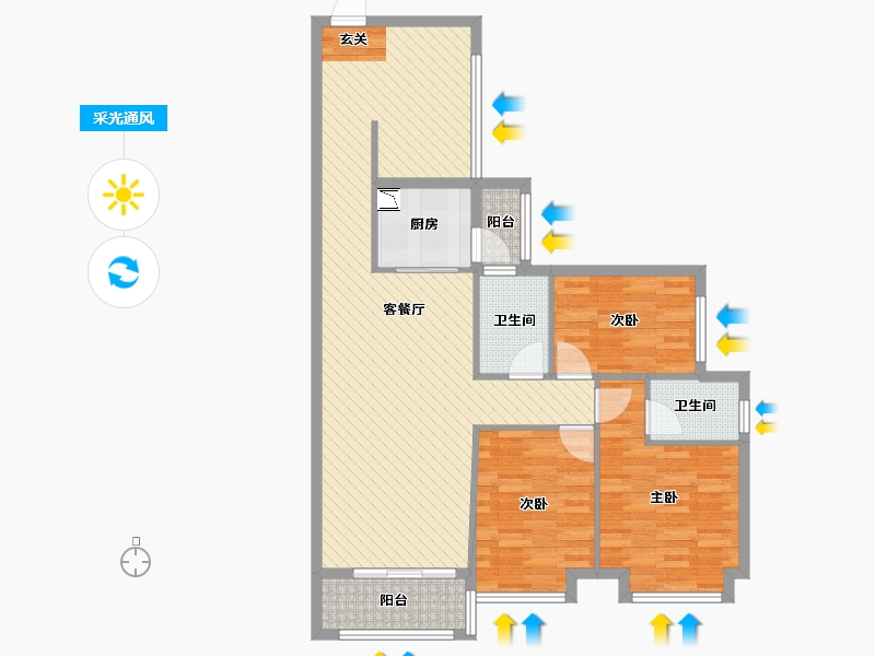 湖北省-天门市-碧水园-97.71-户型库-采光通风