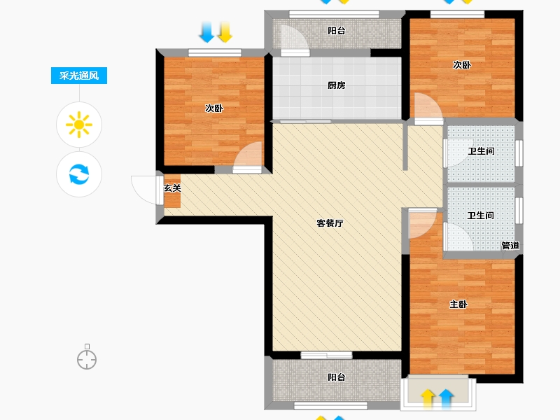 甘肃省-陇南市-陇城一号-87.79-户型库-采光通风