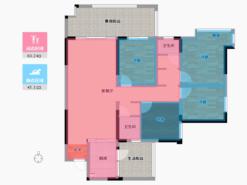 四川省-乐山市-嘉州新城滟澜洲-114.11-户型库-动静分区