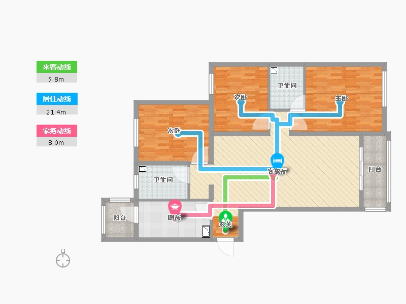 陕西省-咸阳市-渭柳佳苑-106.40-户型库-动静线