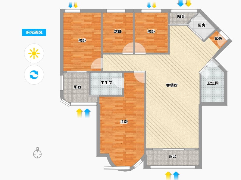 浙江省-杭州市-中庆好望角-115.75-户型库-采光通风