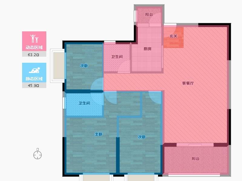 云南省-昆明市-春漫时光-96.91-户型库-动静分区