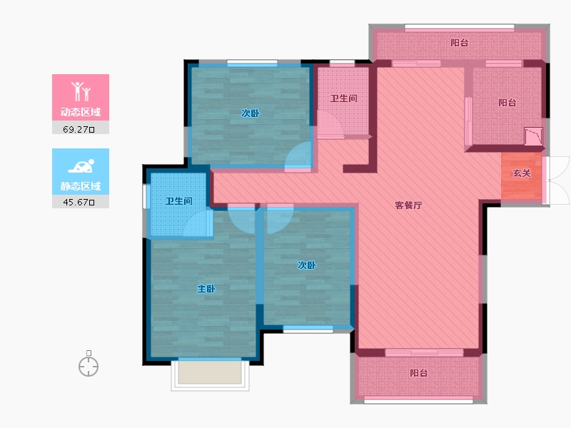 河南省-郑州市-祥云和苑-98.95-户型库-动静分区