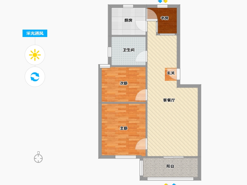 上海-上海市-西部花苑-72.39-户型库-采光通风