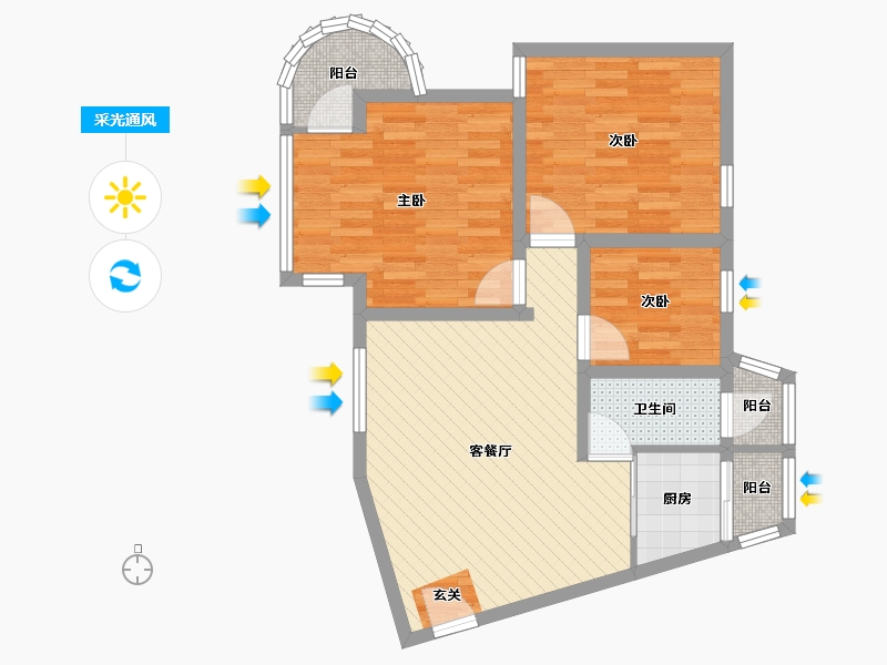 广东省-深圳市-滨江新村-47栋-70.00-户型库-采光通风