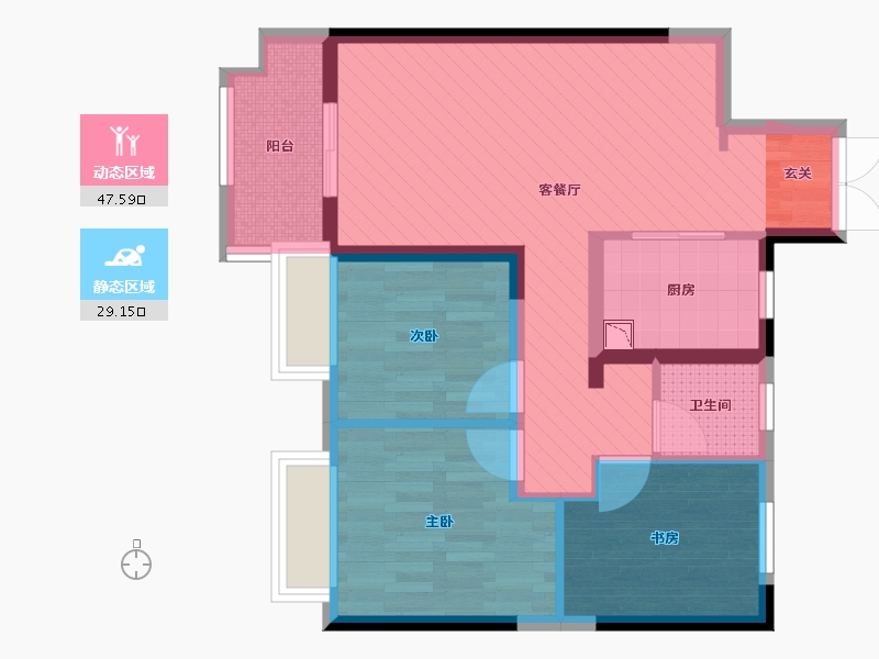 江苏省-泰州市-吾悦首府-66.73-户型库-动静分区