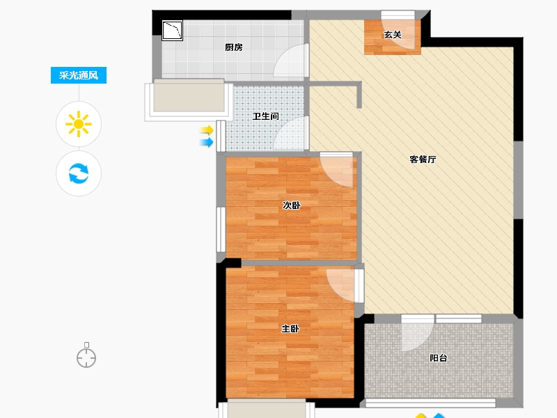 湖北省-武汉市-新城璟汇-69.00-户型库-采光通风