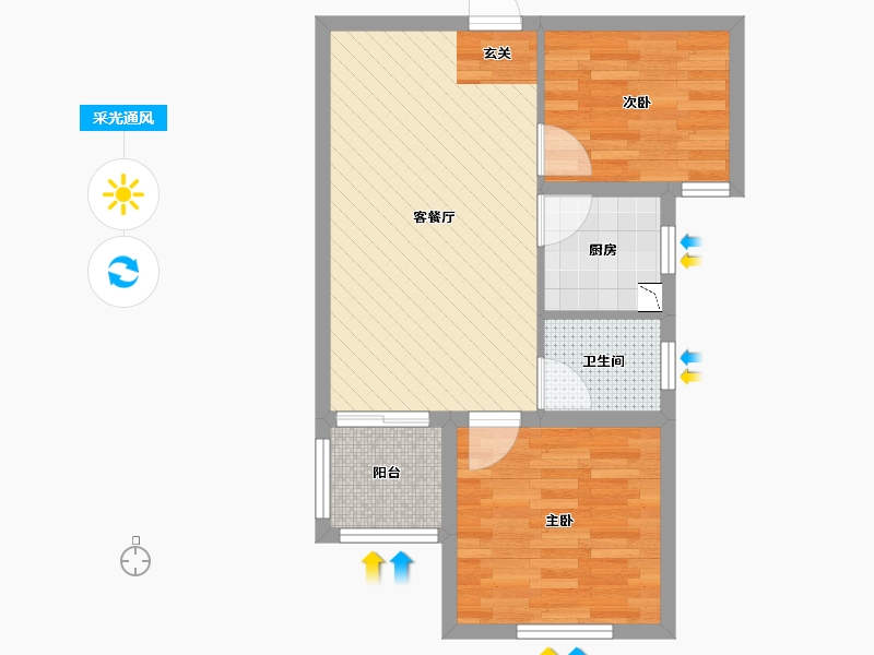 湖北省-武汉市-烽火尚品虹城-50.55-户型库-采光通风