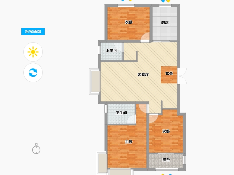 山东省-济宁市-福地花园-101.26-户型库-采光通风