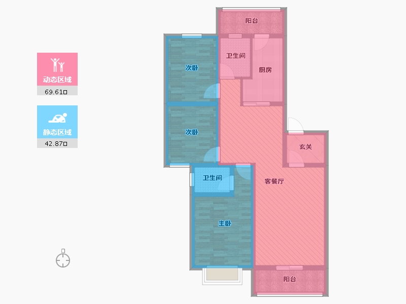 陕西省-安康市-恒月花苑-96.94-户型库-动静分区