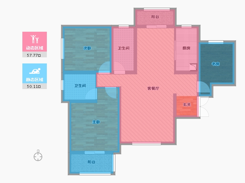 陕西省-西安市-紫薇东进-93.48-户型库-动静分区