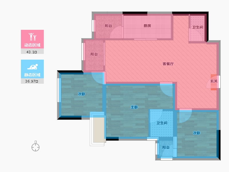 重庆-重庆市-红星檀宫-69.27-户型库-动静分区