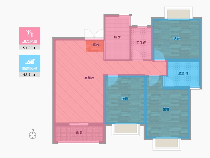 山西省-阳泉市-岭秀华庭-89.33-户型库-动静分区